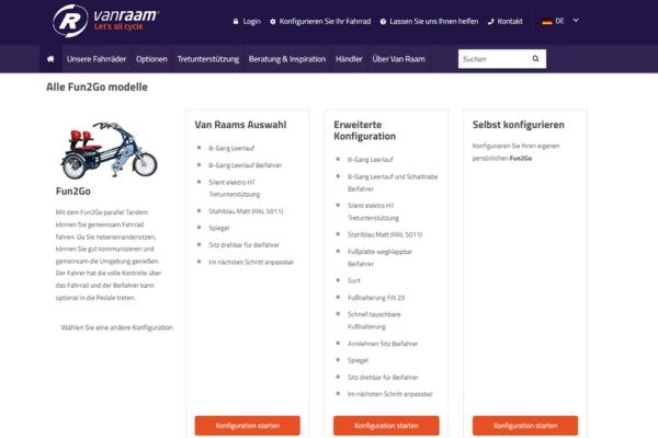 Online Fahrradkonfigurator Fun2Go