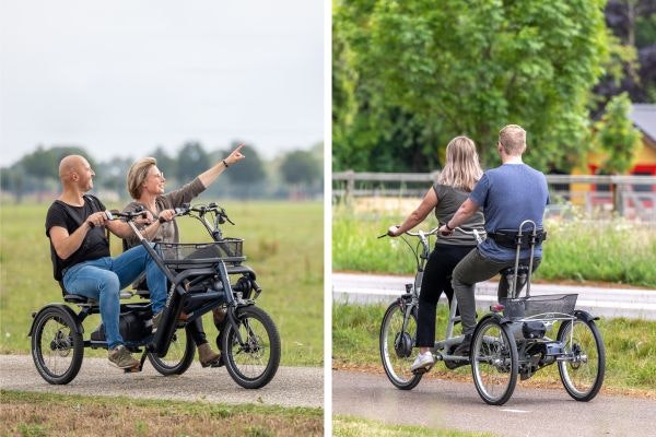 Unterschied zwischen Van Raam Doppelfahrrad und Tandem gemeinsam radeln