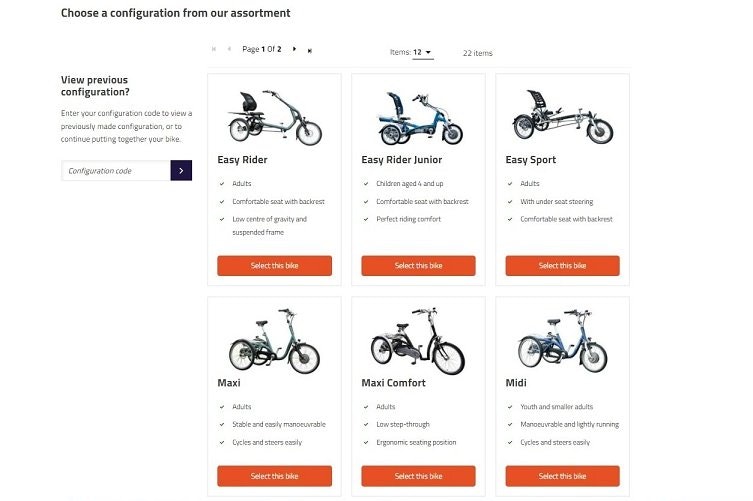 Put together your Van Raam bike with the bike configurator