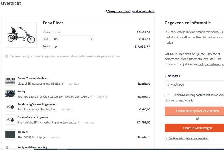 van raam configurator fiets samenstellen ontvang een unieke configuratiecode