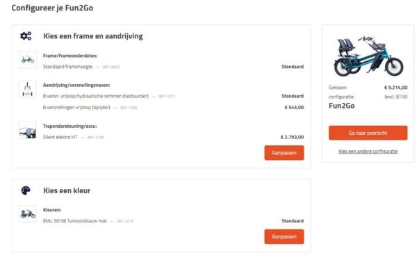 Zelf je Van Raam duofiets Fun2Go samenstellen met de configurator