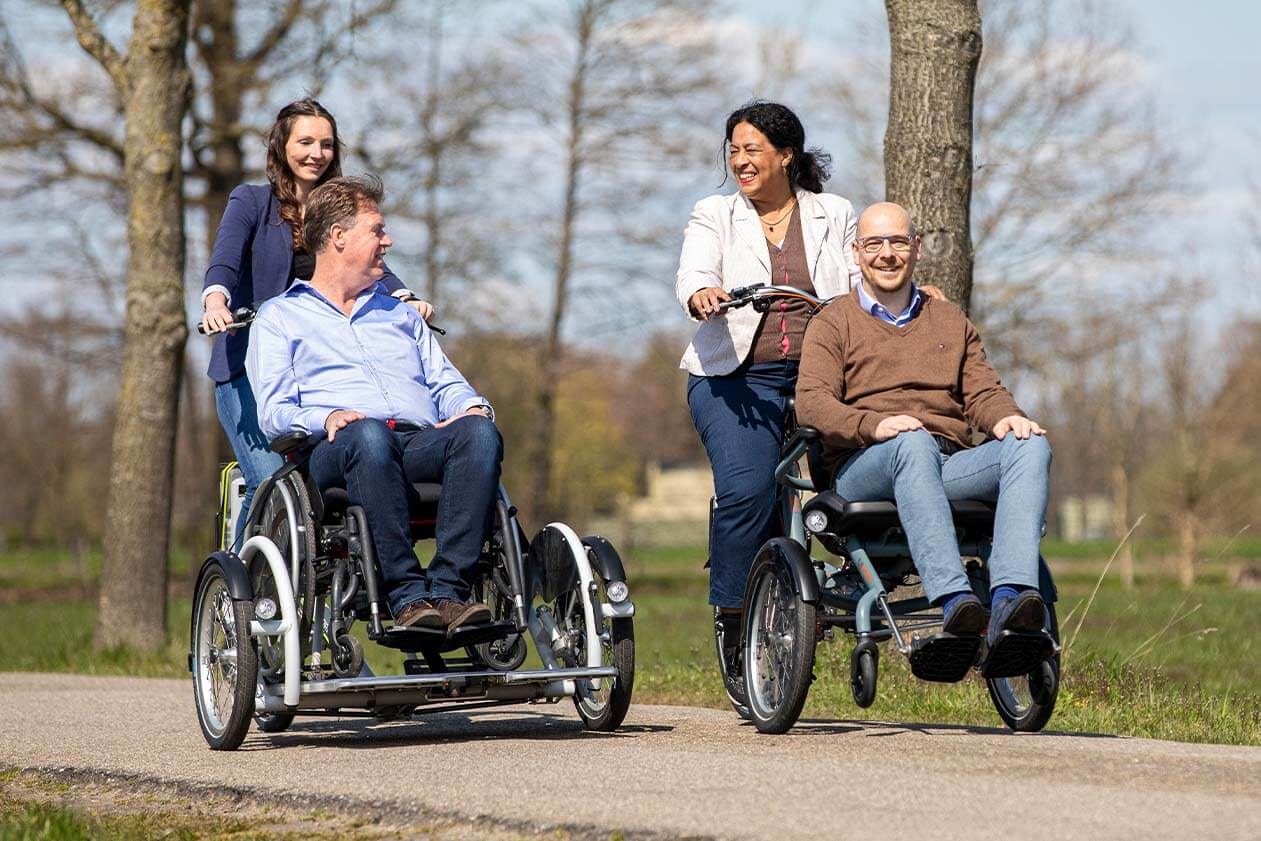 Paraplegic in a wheelchair and cycling