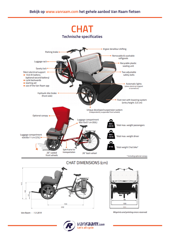 Chat Transporfiets specificaties Van Raam