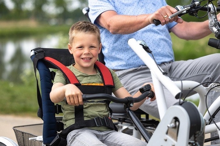 Duo-Fahrrad Fun2Go Van Raam mit Kindersitz