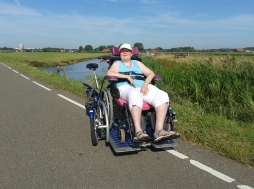 Van Raam wheelchair bike in the summer heat