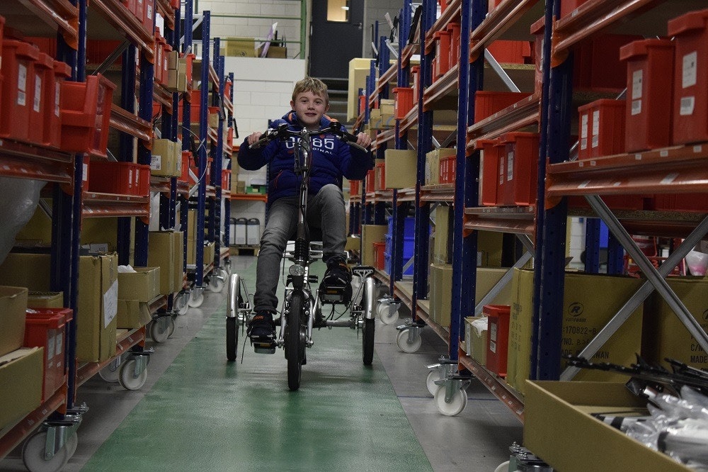 rough fitting Easy Rider Small cycling through the Van Raam factory