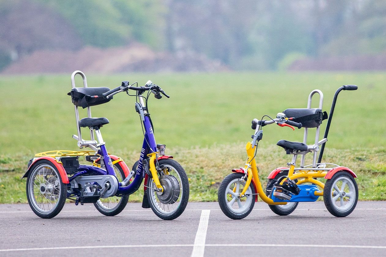 Mini and Husky Van Raam tricycle for kids with a disability