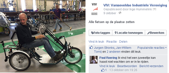 Hand bike Van Raam VIV Facebook