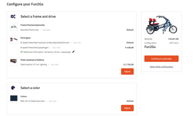Configure you Van Raam duo bike with the online configurator Configure you Van Raam duo bike with the online configurator