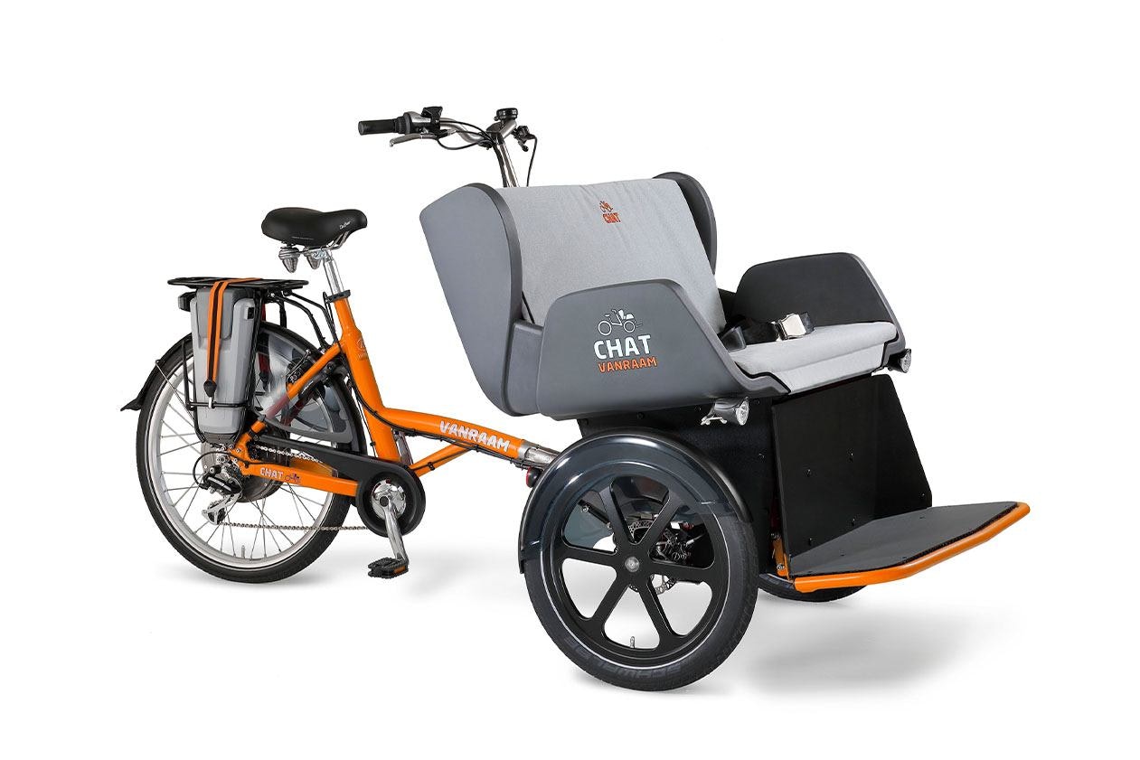 Chat vélo de transport pousse pousse Van Raam orange sans capot