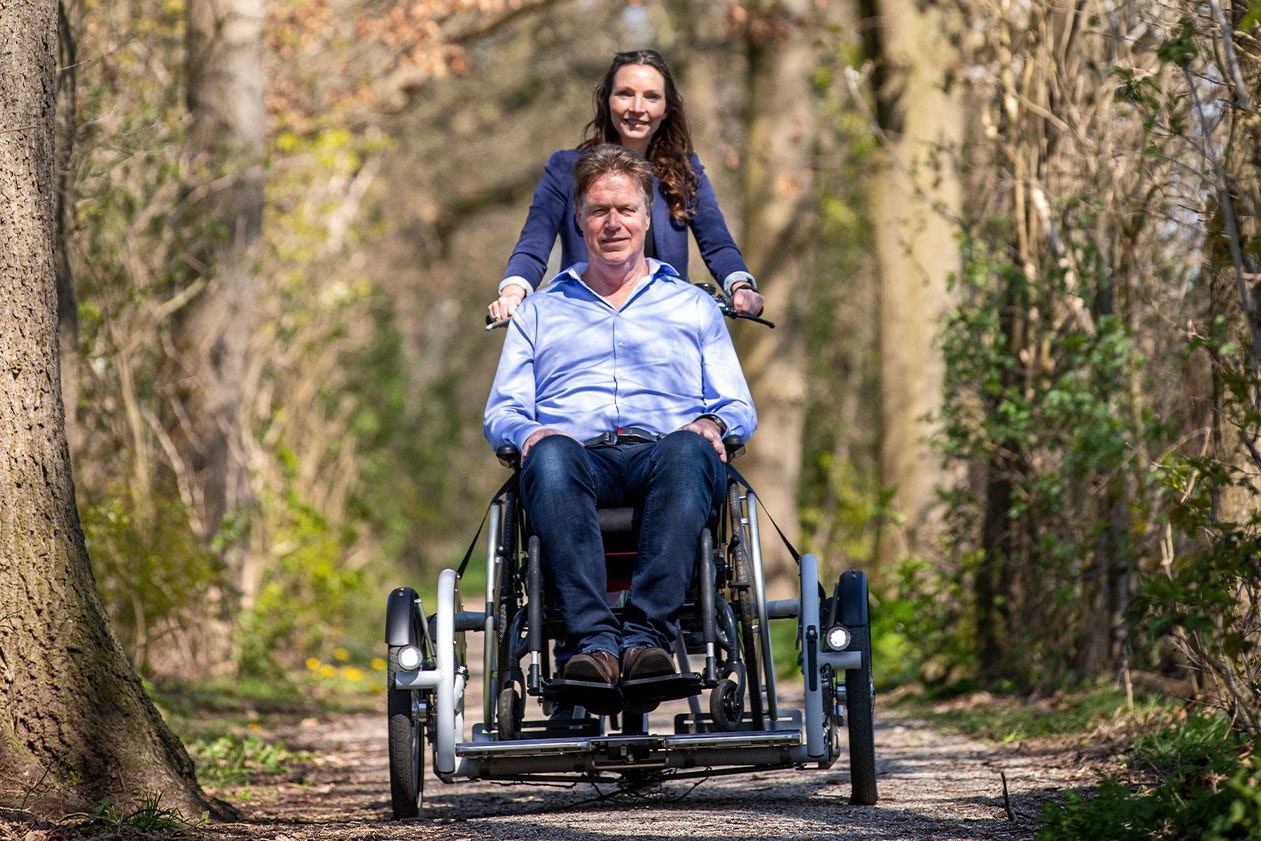 Front view VeloPlus Wheelchair bike with motor