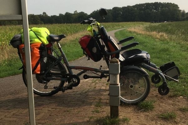 Das OPair-Rollstuhlfahrrad das für die Fahrt nach Santiago de Compostella verwendet werden soll