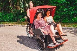 end users are cycling on the Chat rickshaw bike in Denmark