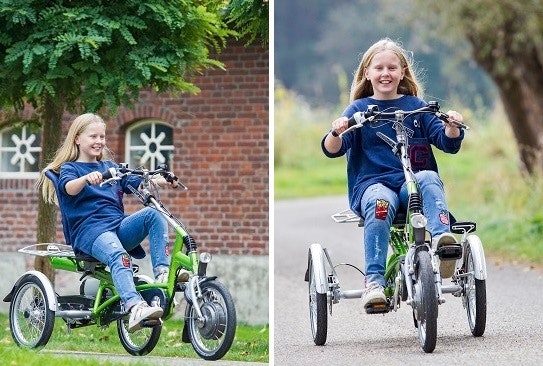Adapted children tricycle with pedal assist
