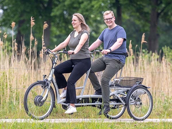 Cycling with varying energy levels Van Raam Twinny Plus tricycle tandem for adults