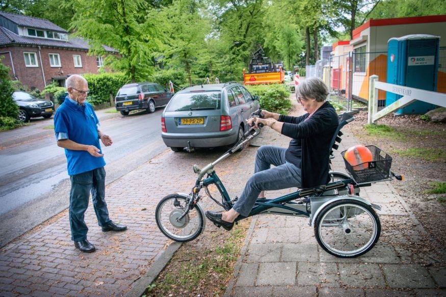 Learning to ride a tricycle cycling school Van Raam Easy Rider tricycle