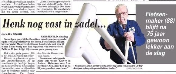 Henk Kluver in the Telegraaf