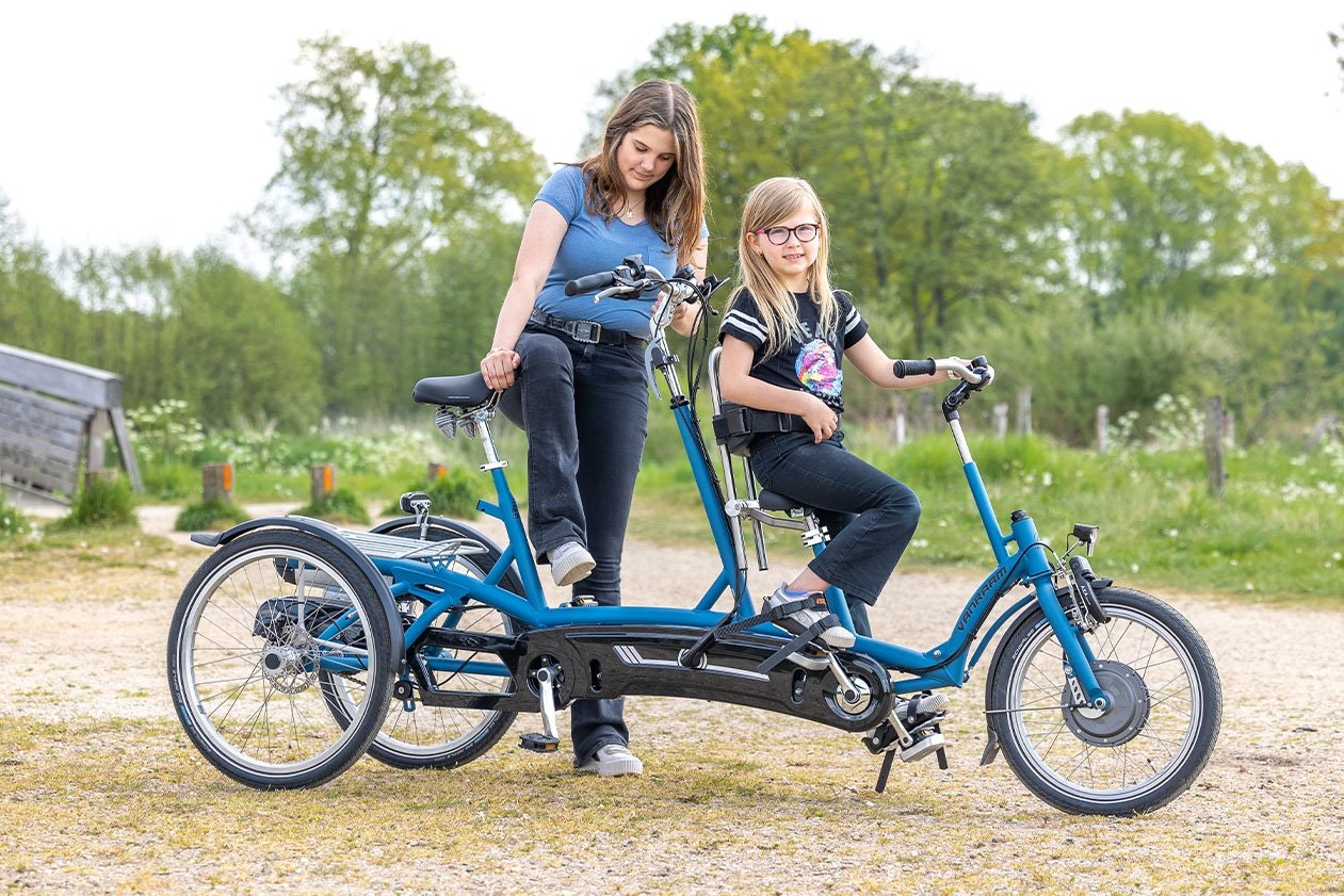 Electric tandem tricycle for kids Van Raam Kivo Plus