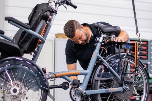 Bicycle mechanic at bicycle manufacturer Van Raam in Varsseveld