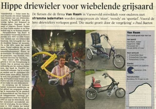 Van Raam fabricant de vélos adaptés dans le Financieel Dagblad en 2006