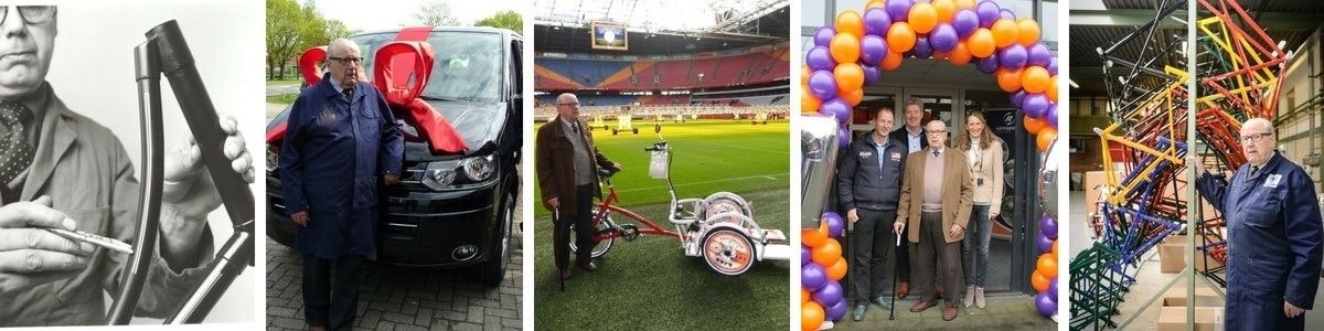 Henk Kluver au fil des années chez le fabricant de vélos Van Raam