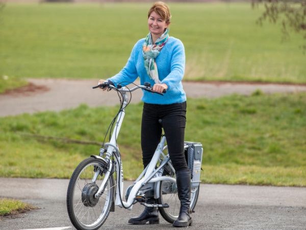 Van Raam Balance 1 bike with feet on the ground