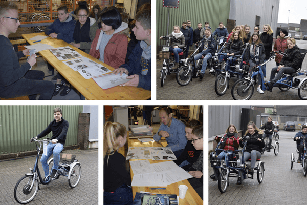 School and students designing a Van Raam special needs bike