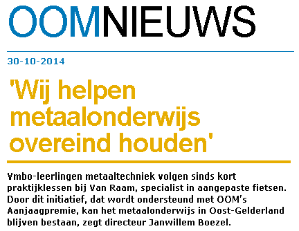 OOm nieuws metaal onderwijs bij Van Raam Varsseveld