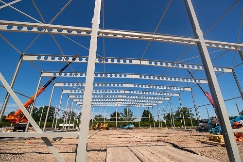Installation of steel construction extension van raam