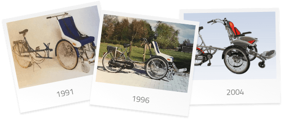 The OPair wheelchair bike through the years