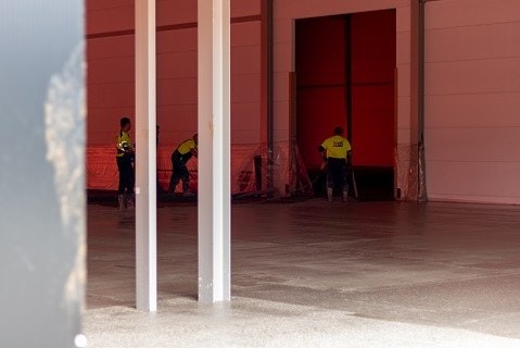 Concrete floor for new hall of Van Raam Varsseveld