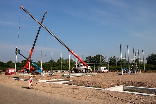 Installing steel construction for extension of Van Raam Varsseveld