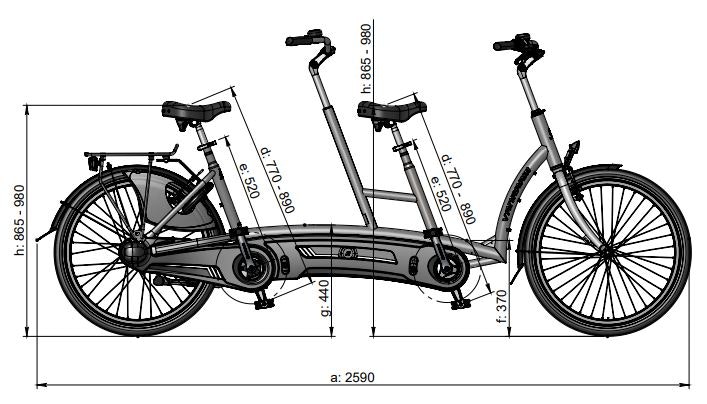 was ist die tandem laenge bei Van Raam fahrraedern