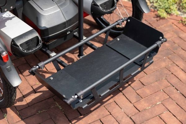 Adapter voor opties aan achterzijde duofiets met houder voor inklapbare rollator