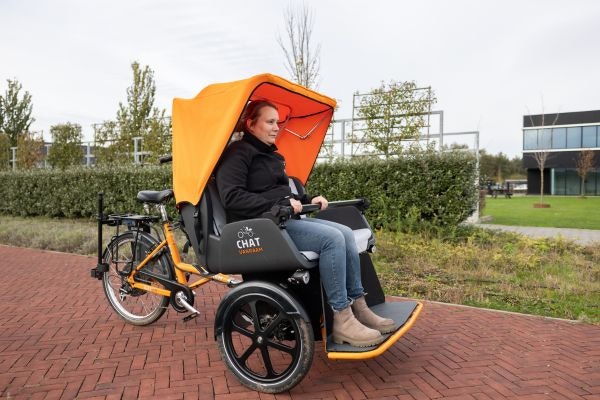 Optie ondersteuningsbeugel op de Chat riksja fiets van Van Raam