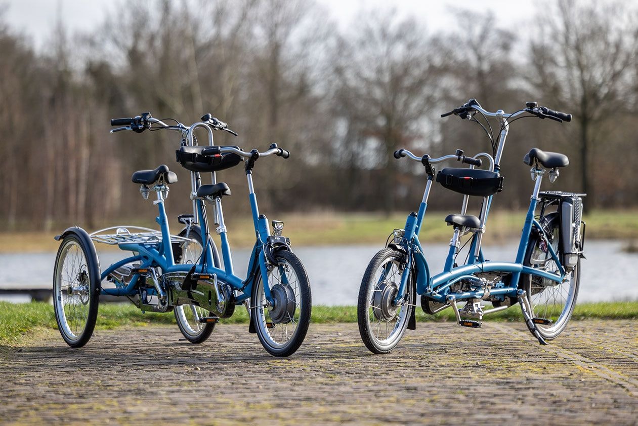 Elektrische ouder kind driewiel tandem kivo plus en tweewieltandem kivo