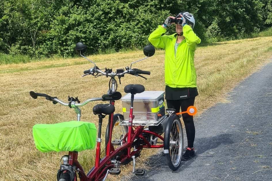 Observing a stork's nest with Kivo Plus tandem Van Raam