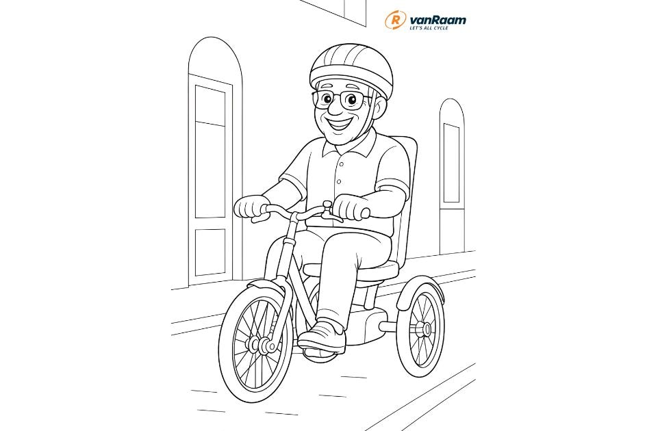 Tricycle vanRaam colouring page