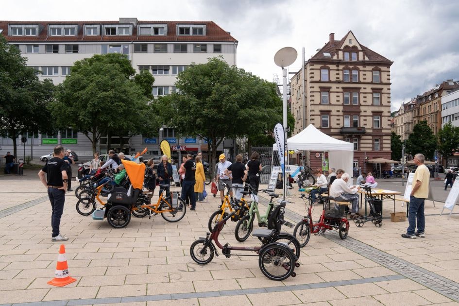 Probefahrt angepasstes Fahrrad vanRaam bei Stabil Mobil-Tag