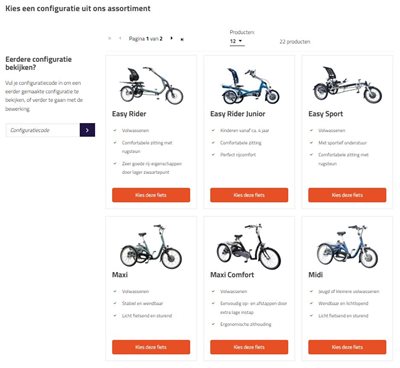Van Raam fiets configurator fiets samenstellen overzicht