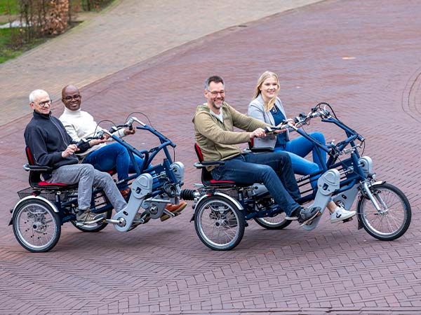 Gears on adapted Van Raam bicycles FunTrain duo bike trailer