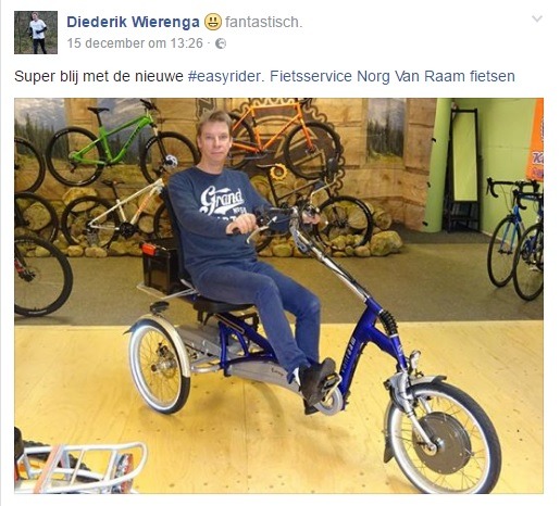 at the bike shop in his howetown Norg