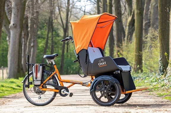 Chat riksja transportfiets oranje met huif