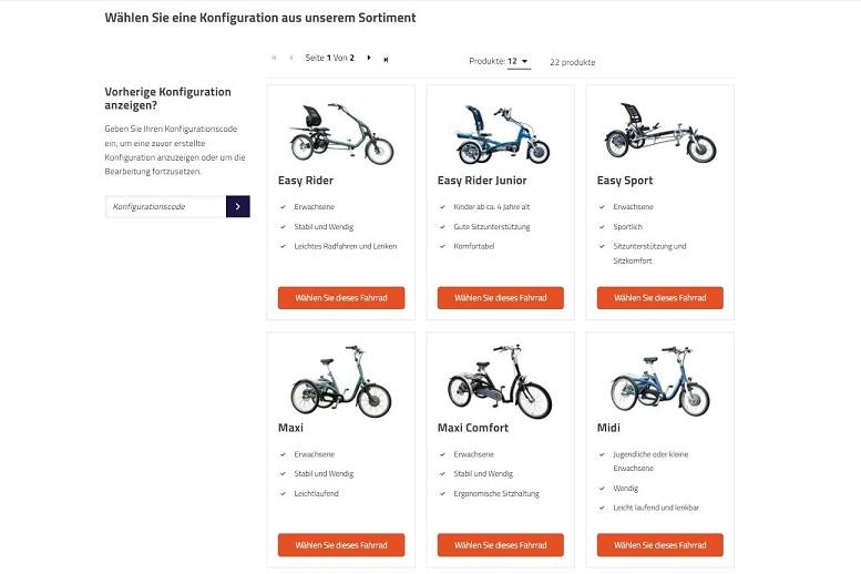 Van Raam Fahrrad zusammenstellen, mit Fahrrad Konfigurator