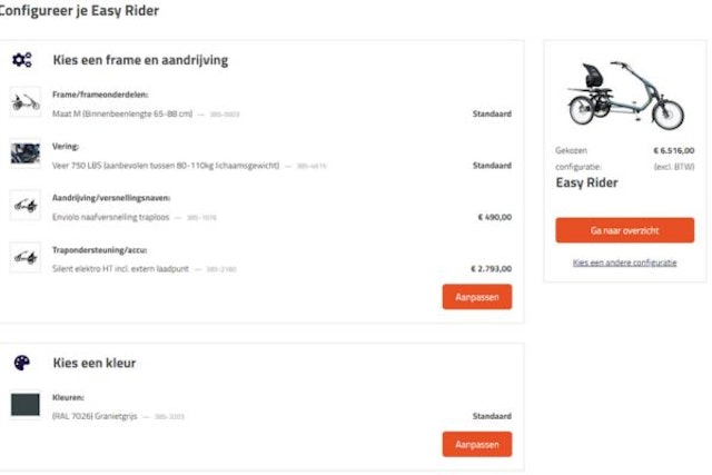 Stel je Van Raam fiets samen met de online configurator