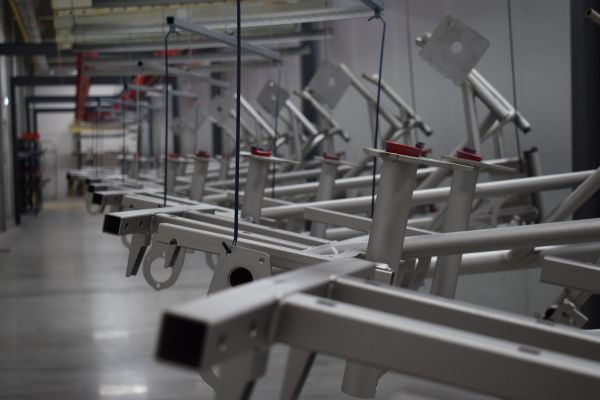 Powder coating at Van Raam in the oven 