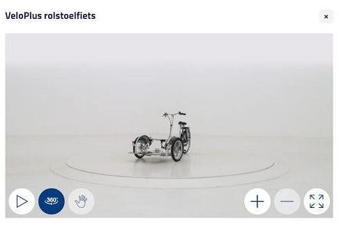 Bekijk de VeloPlus rolstoeltransportfiets in 360 graden