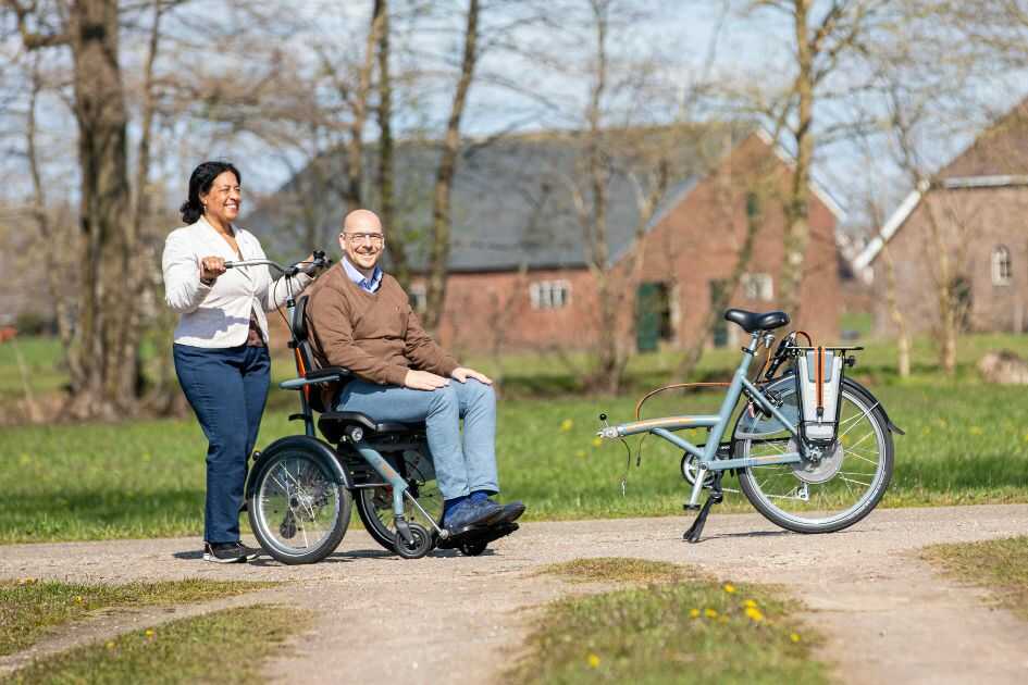 You can use this unique bike also as a wheelchair - Van Raam OPair wheelchair bike