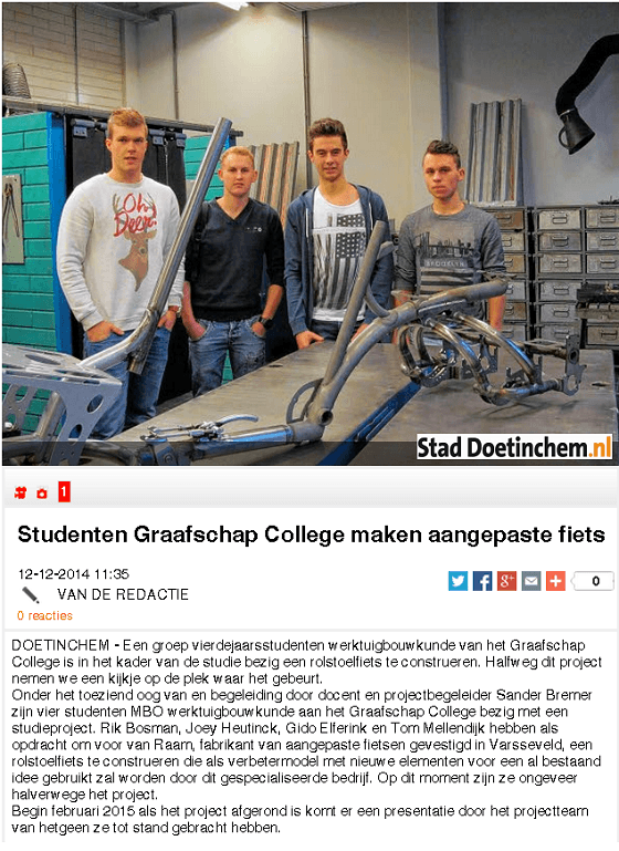 studenten maken aangepaste fiets