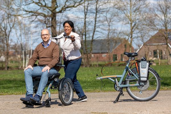 You can use this unique bike also as a wheelchair - wheelchair and bik in 1 Van Raam OPair wheelchair bike